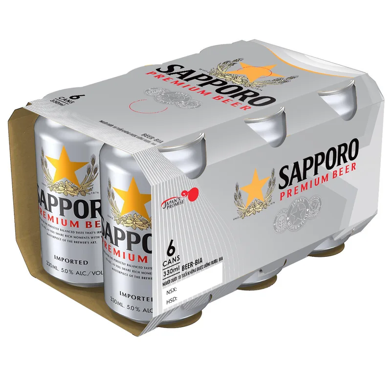 Bia Sapporo Premium 6 lon x 330ml