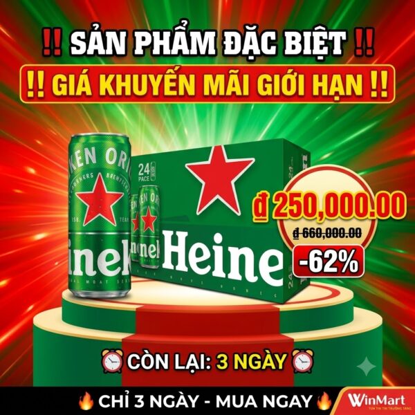 Thùng 24 lon bia Heineken Original 330ml